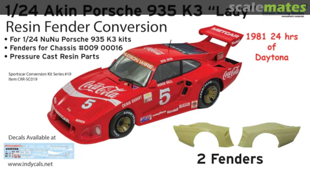 Boxart 1981 Coca-Cola Akin Daytona 24 Porsche 935 K3 Resin Fender conversion for 1/24 NuNu Plastic kits Classic Racing Resins Boxart 1981 Coca-Cola Akin Daytona 24 Porsche 935 K3 Resin Fender conversion for 1/24 NuNu Plastic kits Classic Racing Resins