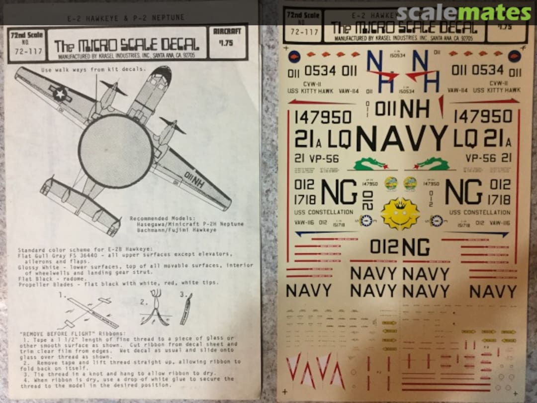 Boxart E-2 Hawkeye & P-2 Neptune 72-117 Microscale Boxart E-2 Hawkeye & P-2 Neptune 72-117 Microscale