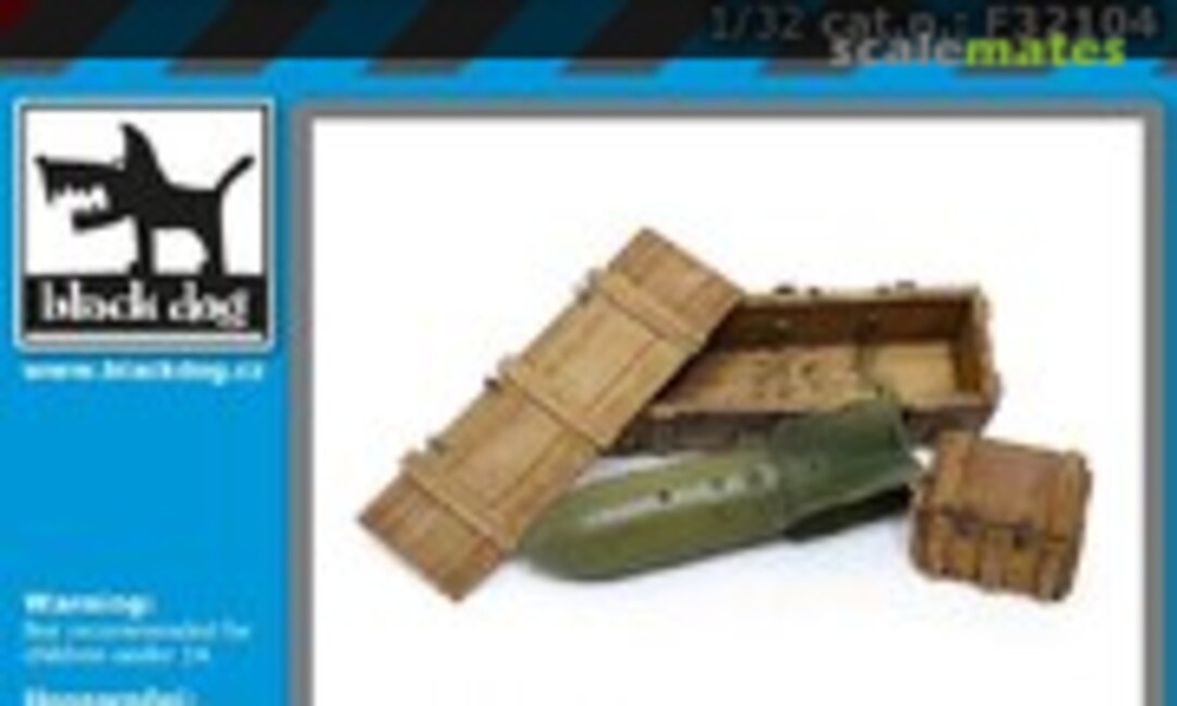1:32 WW II Luftwaffe bomb SC 250 + crate box N°1 (Black Dog F32104) F32104
