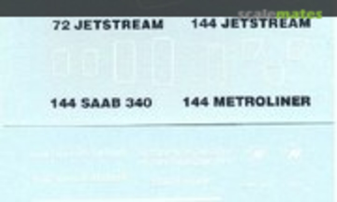 1:144 British Aerospace Jetstream 31, Saab 340B/Plus, Fairchild Swearingen Metroliner (Flightpath Decals FP44-013) FP44-013