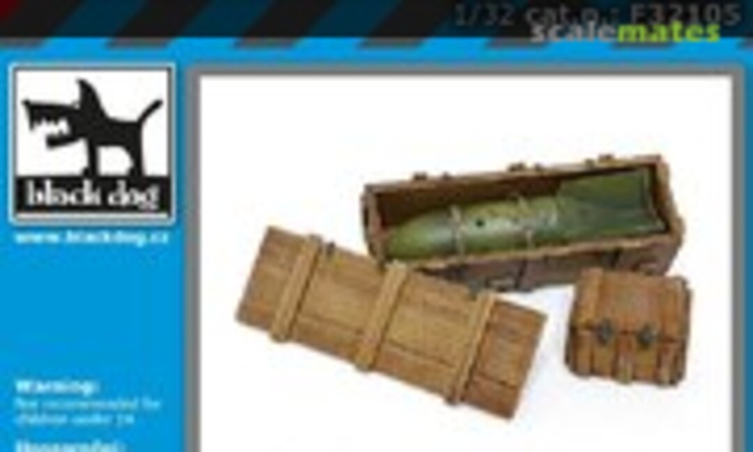 1:32 WW II Luftwaffe bomb SC 250 + crate box N°2 (Black Dog F32105) F32105