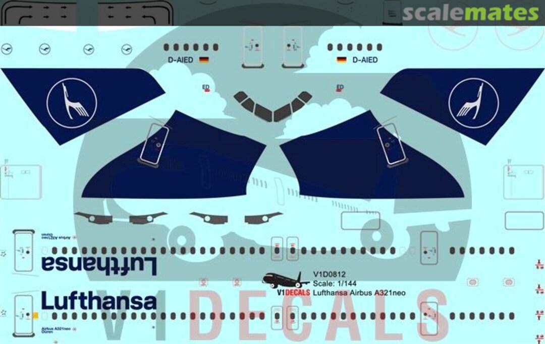 Boxart Lufthansa Airbus A321neo V1D0812-144 V1 Decals