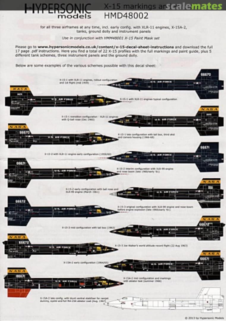Boxart X-15 markings and stencils HMD 48002 Hypersonic Models Boxart X-15 markings and stencils HMD 48002 Hypersonic Models