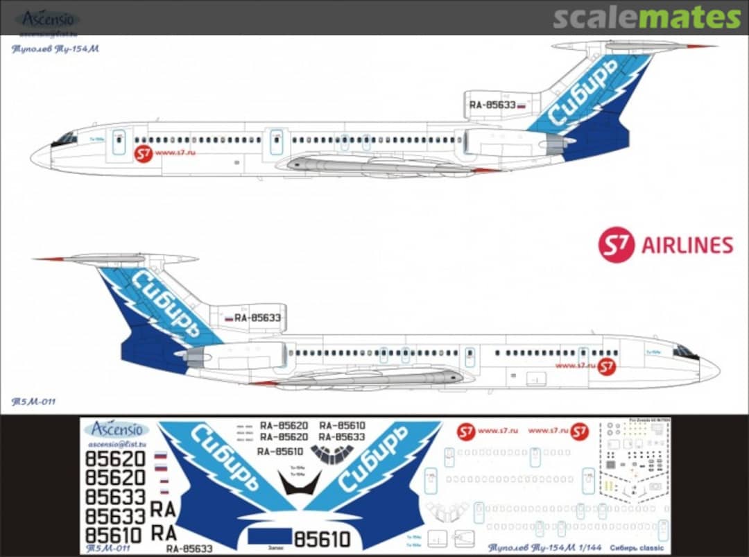 Boxart Tupolev Tu-154M Syberia Classic T5M-011 Ascensio Boxart Tupolev Tu-154M Syberia Classic T5M-011 Ascensio
