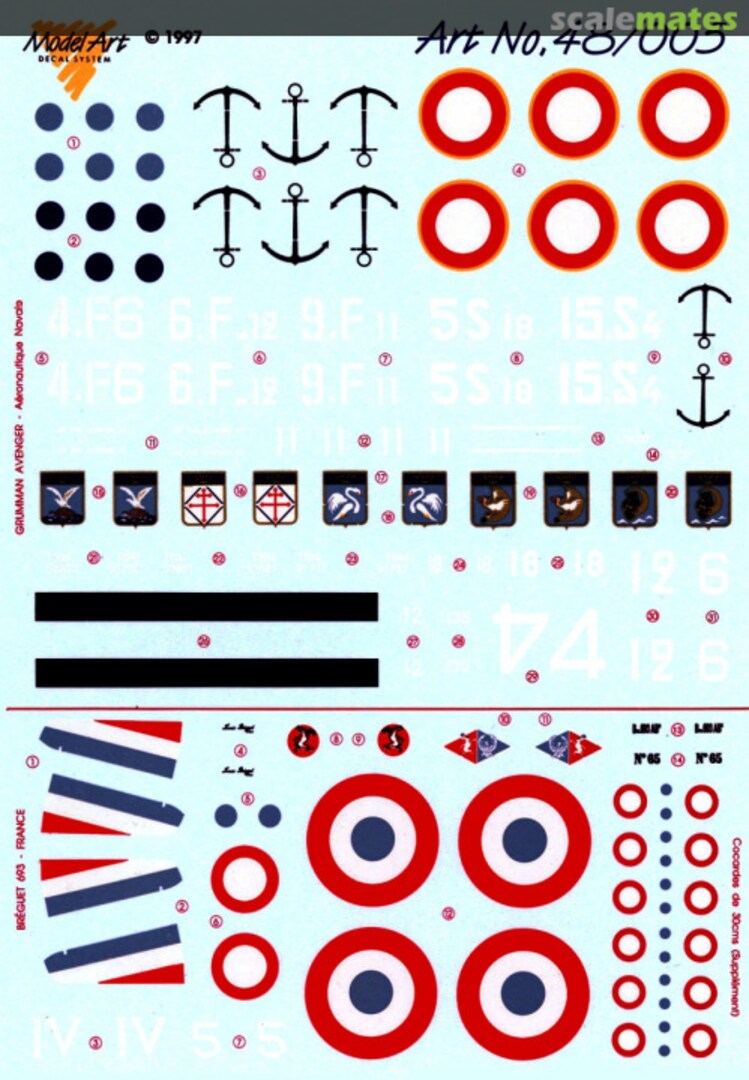 Boxart Grumman Avenger & Breguet 693 48/005 Model Art Decal System Boxart Grumman Avenger & Breguet 693 48/005 Model Art Decal System