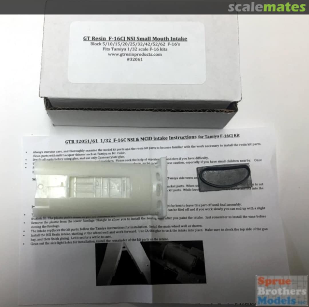 Boxart F-16CJ Falcon NSI Small Mouth Seamless Intake 32061 GT Resin Boxart F-16CJ Falcon NSI Small Mouth Seamless Intake 32061 GT Resin