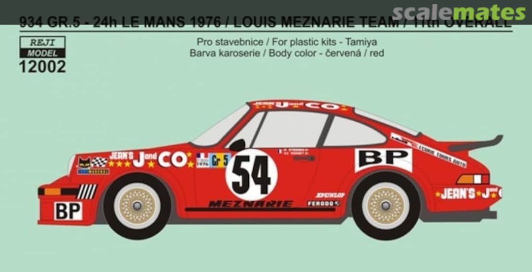 Boxart Porsche 934 Turbo RSR Group 5 Meznarie Racing Team sponsored by BP #54 12002 REJI Model