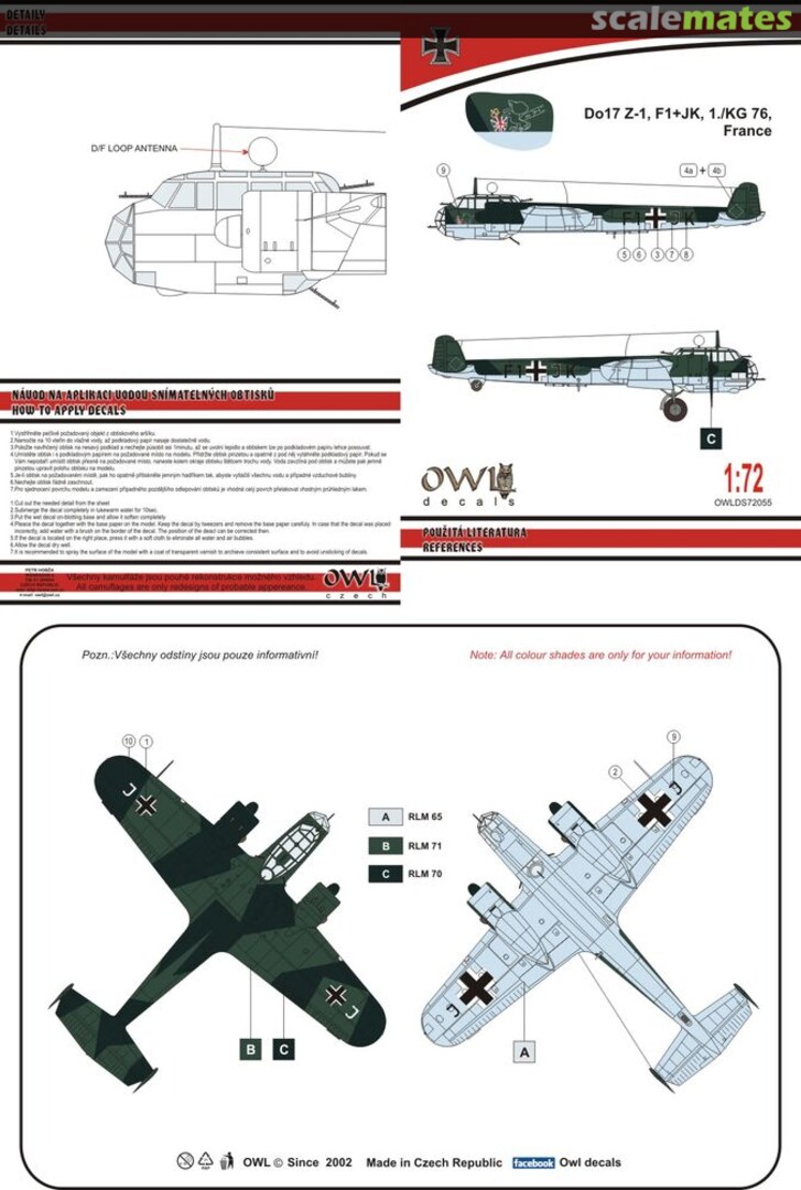 Boxart Do 17Z-1, F1+JK, 1./KH 76, France OWLDS72055 OWL Boxart Do 17Z-1, F1+JK, 1./KH 76, France OWLDS72055 OWL