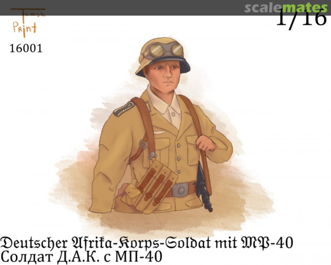 Boxart Deutscher Afrika-Korps-Soldat mit MP-40 16001 Tomsk Print