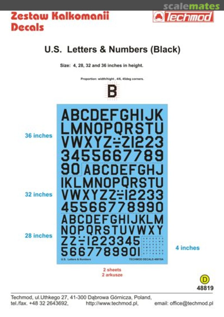 Boxart U.S. Letters & Numbers (Black) 48819 Techmod