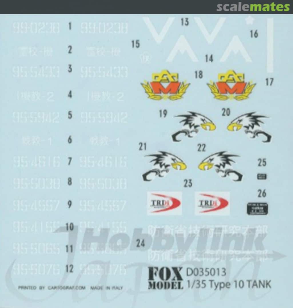 Boxart JGSDF Type 10 Tank Decal D035013 FOX MODELS Boxart JGSDF Type 10 Tank Decal D035013 FOX MODELS