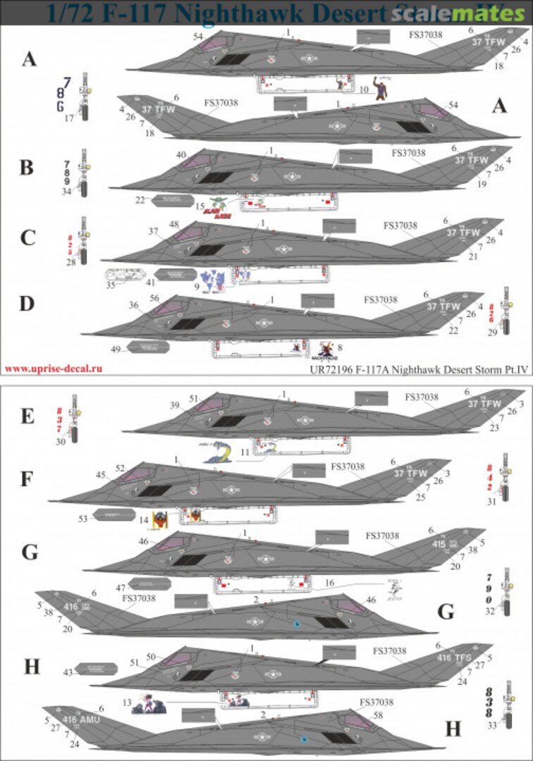 Boxart F-117A Nighthawk Desert Storm Pt.IV, with stencils UR72196 UpRise Decal Boxart F-117A Nighthawk Desert Storm Pt.IV, with stencils UR72196 UpRise Decal