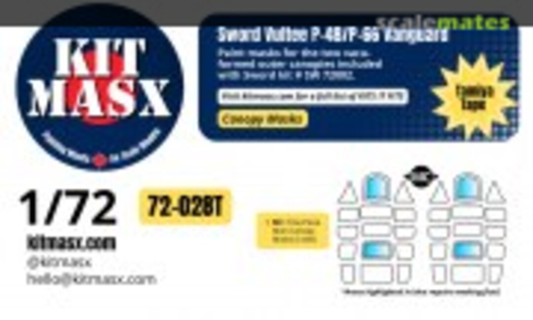 1:72 Vultee P-66 Vanguard, canopy masks (Kit Masx 72-028T) 72-028T