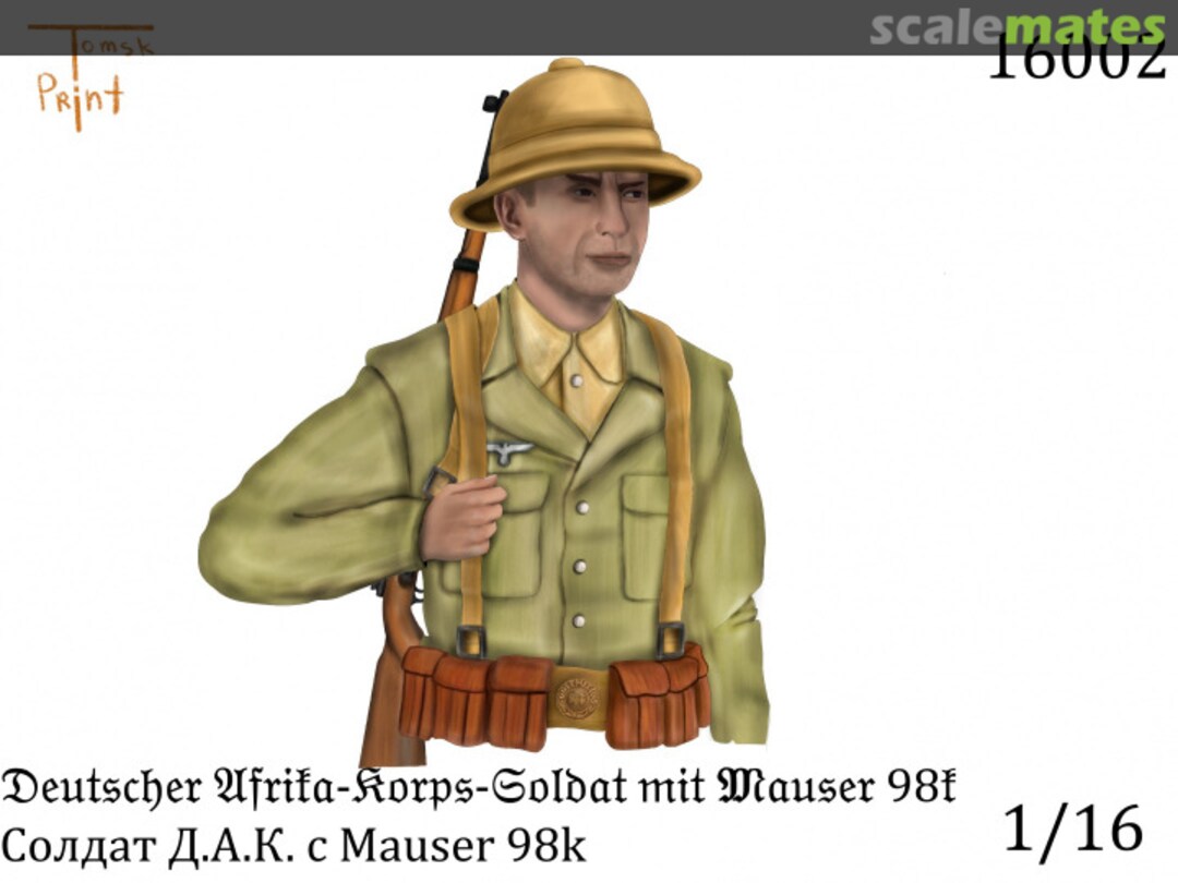 Boxart Deutscher Afrika-Korps-Soldat mit Mauser-98k 16002 Tomsk Print Boxart Deutscher Afrika-Korps-Soldat mit Mauser-98k 16002 Tomsk Print