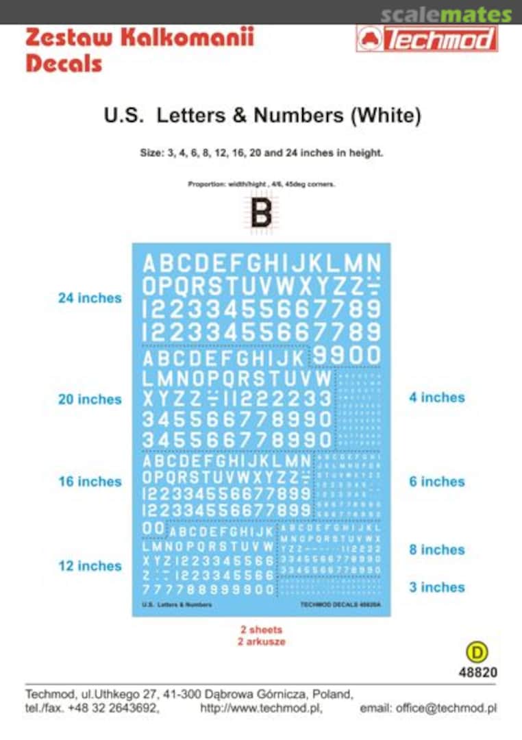 Boxart U.S. Letters & Numbers (White) 48820 Techmod