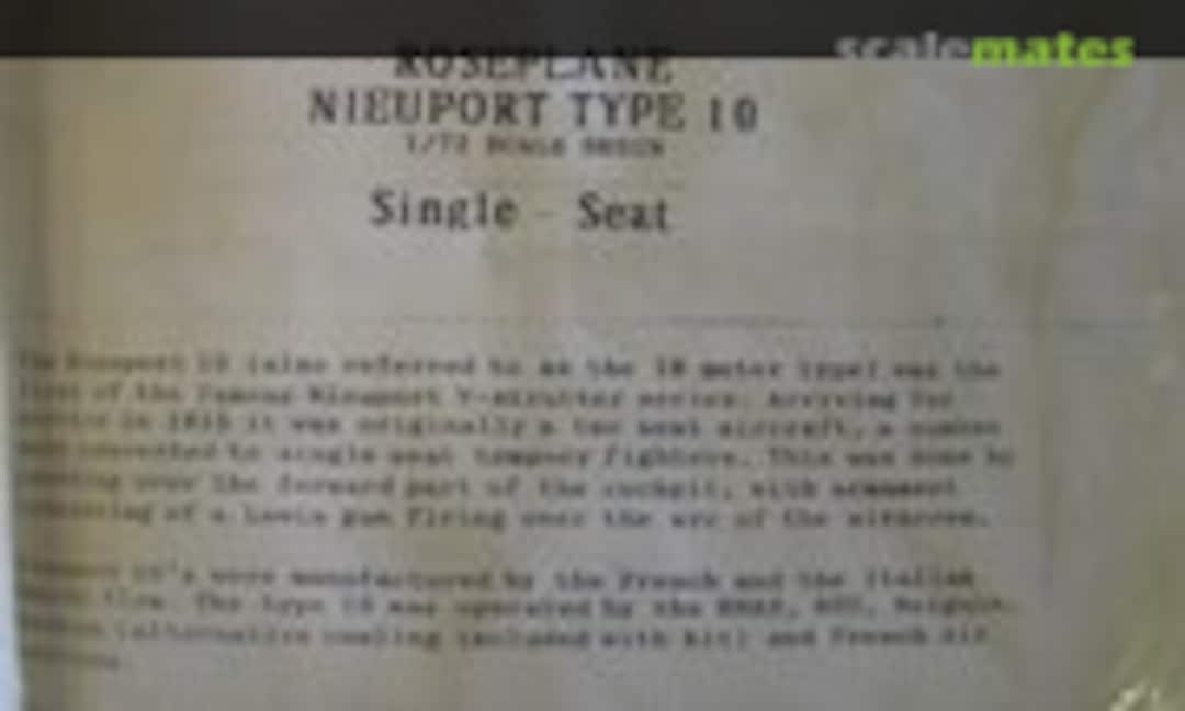 1:72 Nieuport 10 Single Seat (Roseplane )