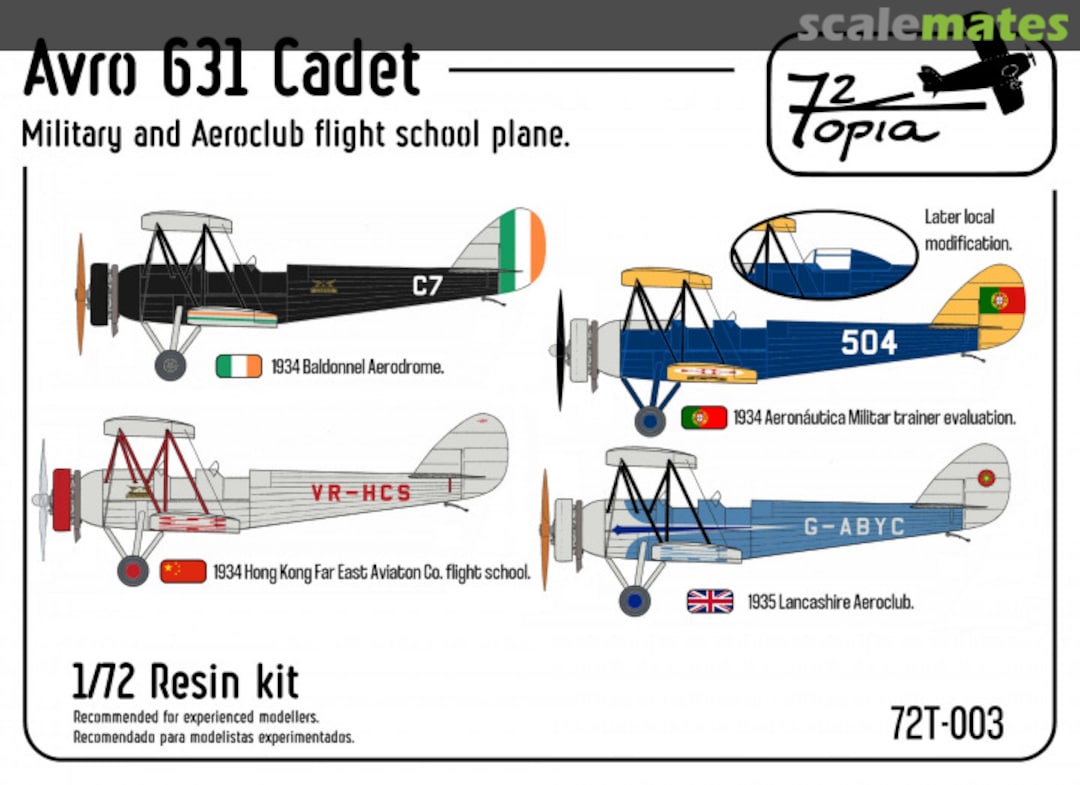 Boxart Avro 631 Cadet 72T-003 72topia
