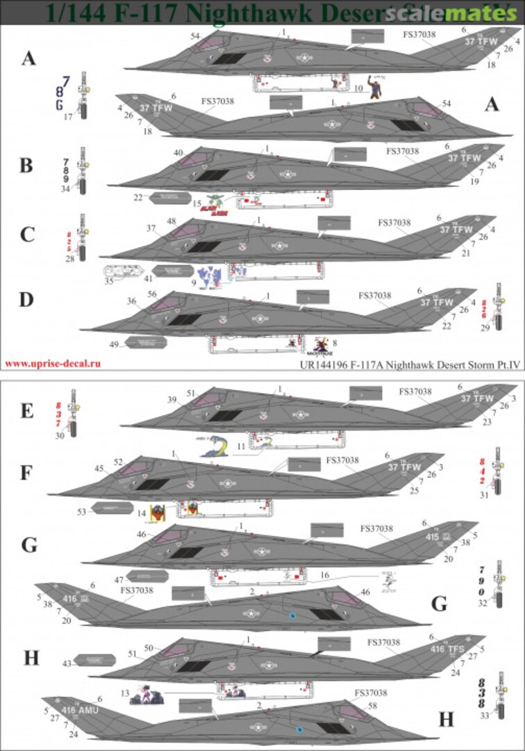 Boxart F-117A Nighthawk Desert Storm Pt.IV, with stencils UR144196 UpRise Decal