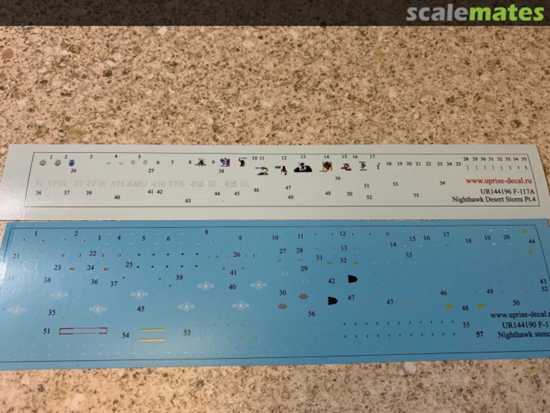 Contents F-117A Nighthawk Desert Storm Pt.IV, with stencils UR144196 UpRise Decal