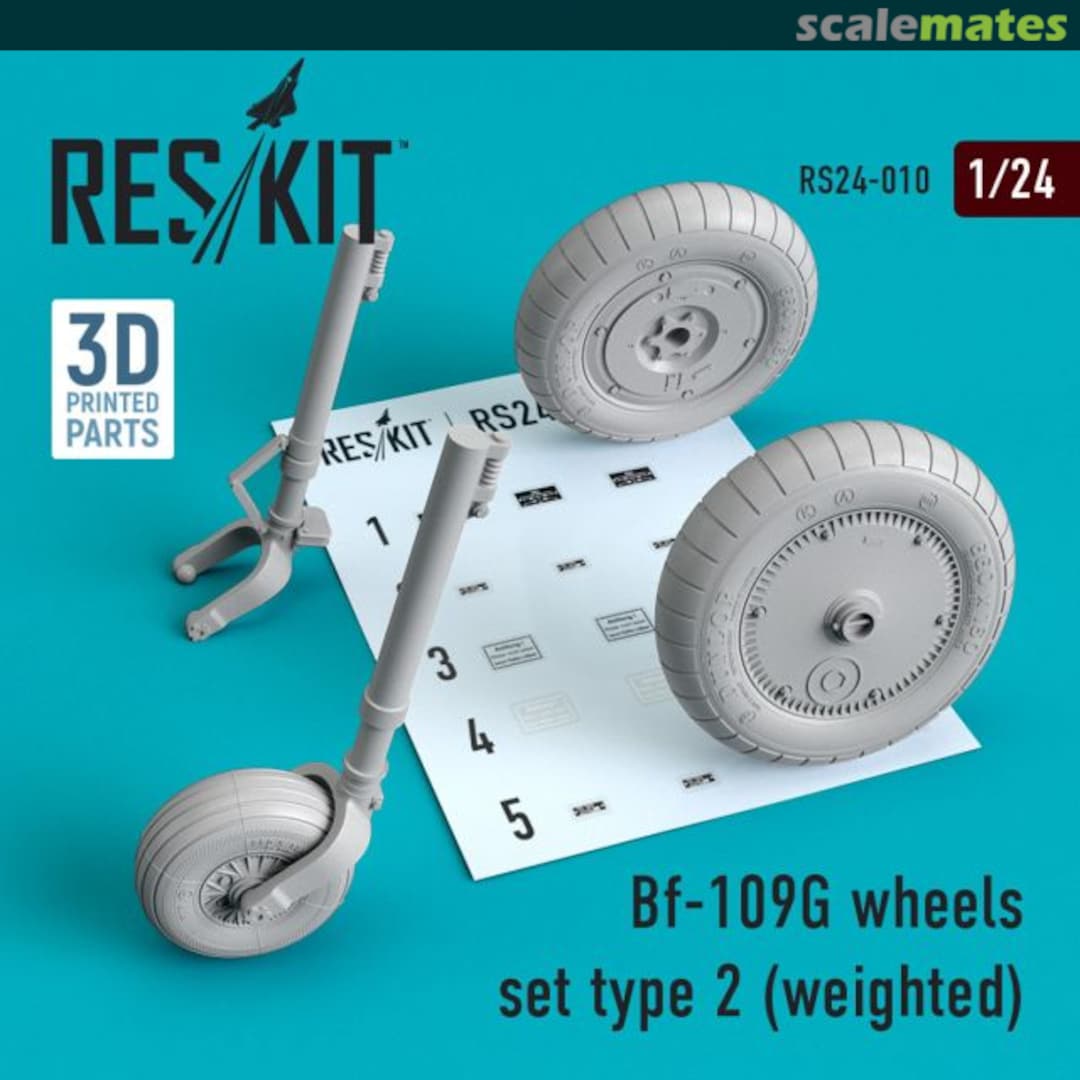 Boxart Bf-109G wheels set type 2 (weighted) RS24-0010 ResKit Boxart Bf-109G wheels set type 2 (weighted) RS24-0010 ResKit