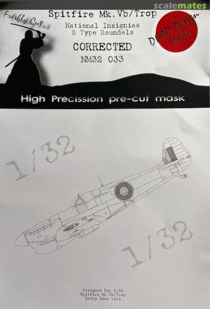 Boxart Spitfire Mk.Vb/Trop - Nat. Insignias B Type Roundels NM32033 DEAD Design Models Boxart Spitfire Mk.Vb/Trop - Nat. Insignias B Type Roundels NM32033 DEAD Design Models