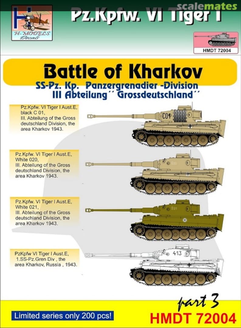 Boxart Pz.Kpfw.VI Tiger I Battle of Kharkov pt. 3 HMT72004 H-Models Decals Boxart Pz.Kpfw.VI Tiger I Battle of Kharkov pt. 3 HMT72004 H-Models Decals