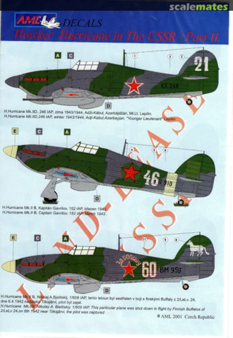 Boxart Hawker Hurricane in the USSR - Part II AMLD48006 AML Boxart Hawker Hurricane in the USSR - Part II AMLD48006 AML