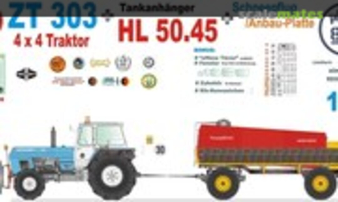 1:72 ZT-303 4x4-tractor with tanktrailer HL50.45 & Snowplough (Werk 803 WERK803-303) WERK803-303