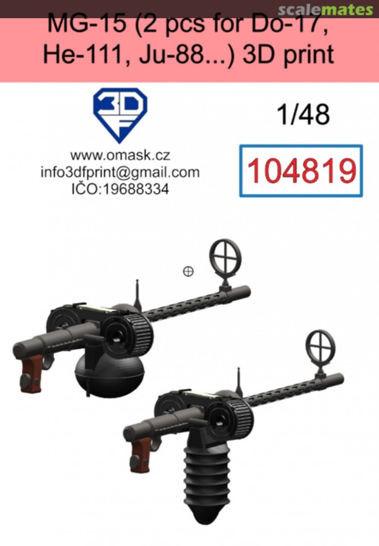 Boxart MG-15 (2 pcs for Do 17, He 111, Ju 88...) 104819 3DF Print Boxart MG-15 (2 pcs for Do 17, He 111, Ju 88...) 104819 3DF Print