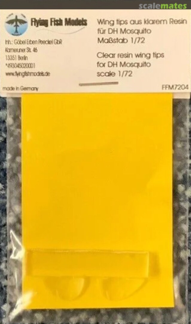 Boxart Clear resin wing tipd for DH Mosquito FFM7204 Flying Fish Models Boxart Clear resin wing tipd for DH Mosquito FFM7204 Flying Fish Models