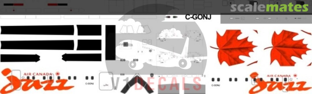 Boxart Air Canada Jazz DeHavilland Dash 8-100 V1D0053-72 V1 Decals Boxart Air Canada Jazz DeHavilland Dash 8-100 V1D0053-72 V1 Decals