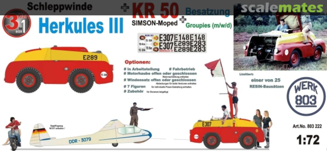 Boxart Schleppwinde Herkules III with KR50 Simson Moped & crew WERK803-222 Werk 803 Boxart Schleppwinde Herkules III with KR50 Simson Moped & crew WERK803-222 Werk 803