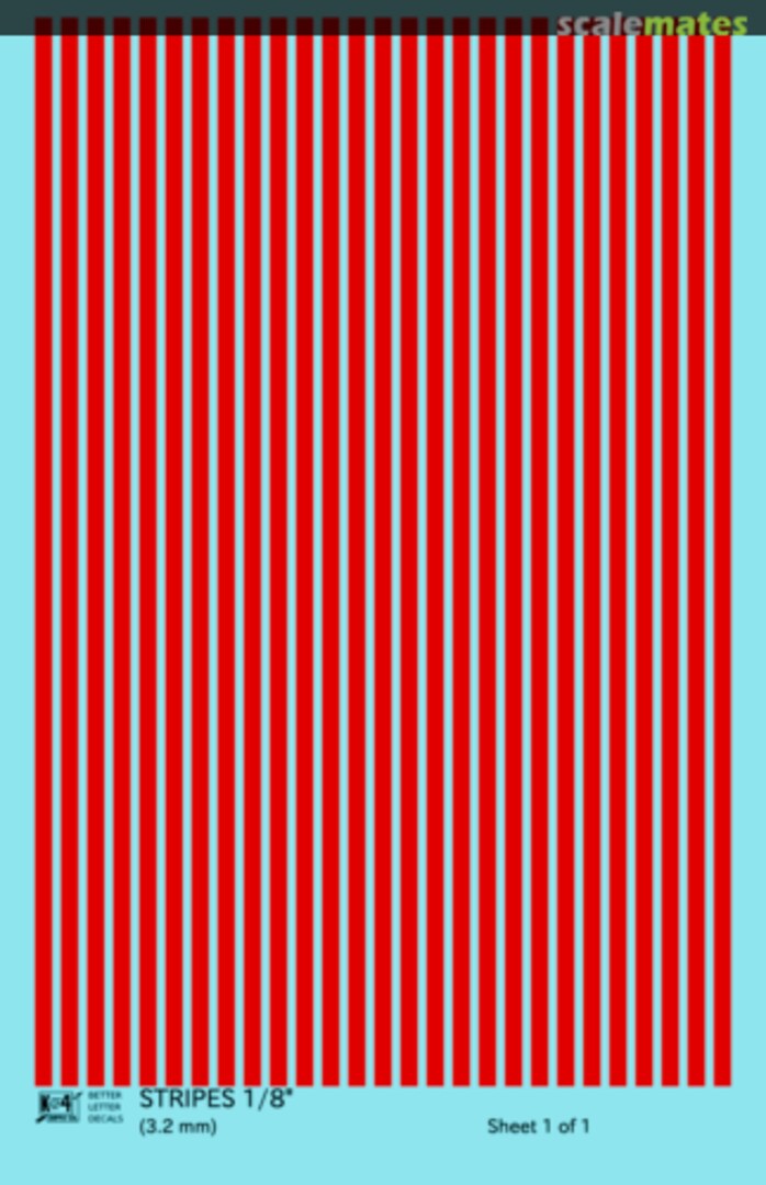 Boxart 1/8" RED STRIPE DECALS K4-ST-08-02 K4 Decals