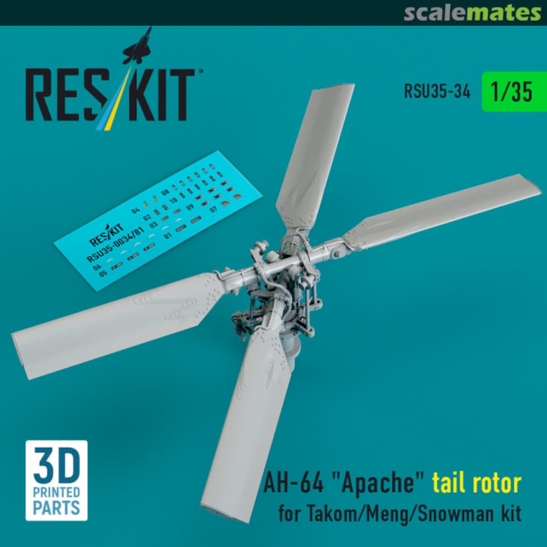 Boxart AH-64 Apache - tail rotor (Takom/Meng/Snowman) (3D Printed) RSU35-0034 ResKit Boxart AH-64 Apache - tail rotor (Takom/Meng/Snowman) (3D Printed) RSU35-0034 ResKit