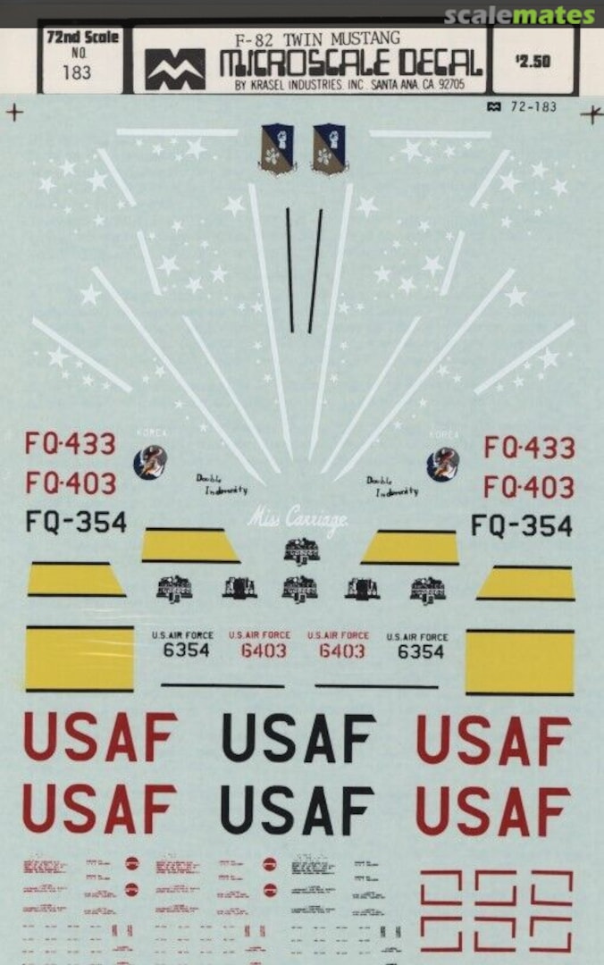 Contents F-82 Twin Mustang 72-183 Microscale Contents F-82 Twin Mustang 72-183 Microscale