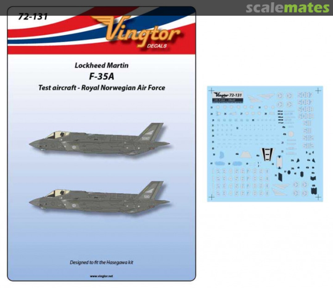 Boxart Lockheed-Martin F-35A - RNoAF 72-131 Vingtor Decals Boxart Lockheed-Martin F-35A - RNoAF 72-131 Vingtor Decals