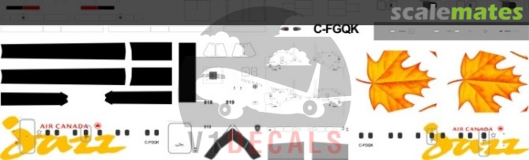 Boxart Air Canada Jazz DeHavilland Dash 8-100 V1D0054-72 V1 Decals