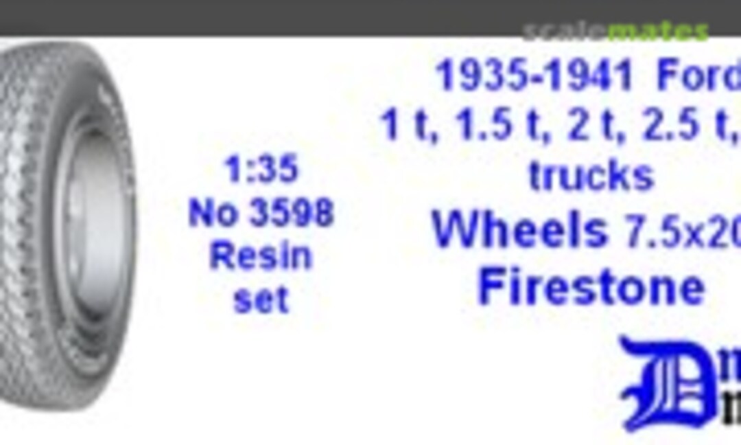 1:35 1935-1941 Ford 1t, 1.5t, 2t, 2.5t, 3t trucks Wheels 7.5x20 Firestone (Dnepro Model 3598)