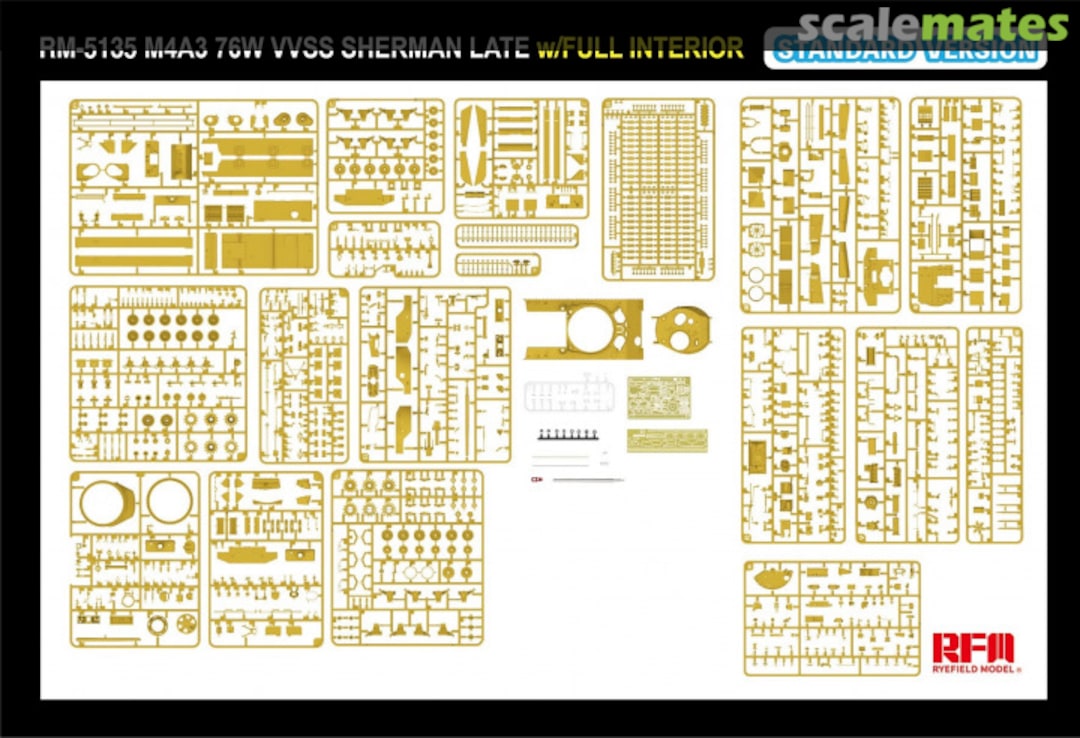 Contents M4A3 Sherman 76W VVSS Late w/Interior RM-5135 Rye Field Model Contents M4A3 Sherman 76W VVSS Late w/Interior RM-5135 Rye Field Model
