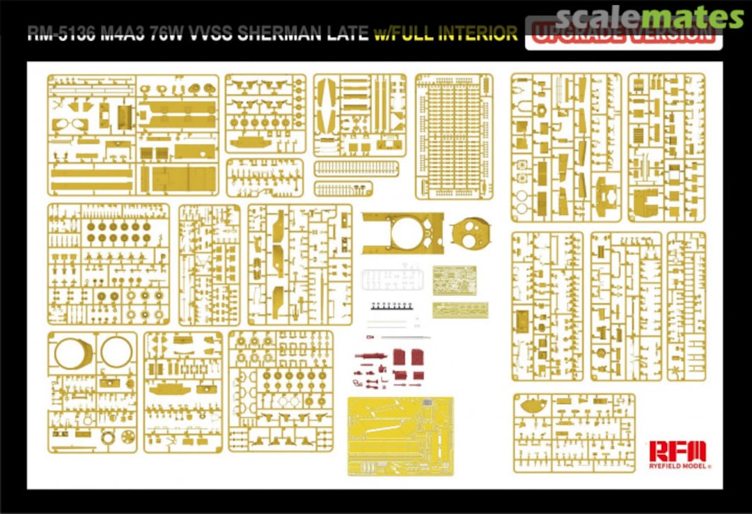Contents M4A3 Sherman 76W VVSS Late w/Interior RM-5136 Rye Field Model Contents M4A3 Sherman 76W VVSS Late w/Interior RM-5136 Rye Field Model