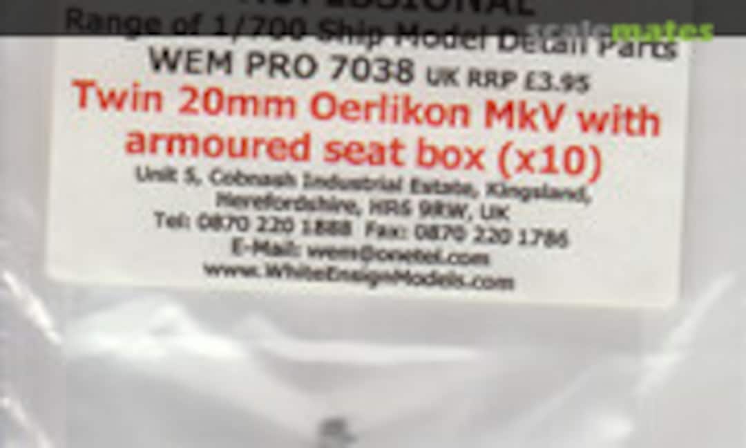 1:700 Twin 20mm Oerlikon MkV with Armoured Seat Box (White Ensign Models PRO 7038) PRO 7038