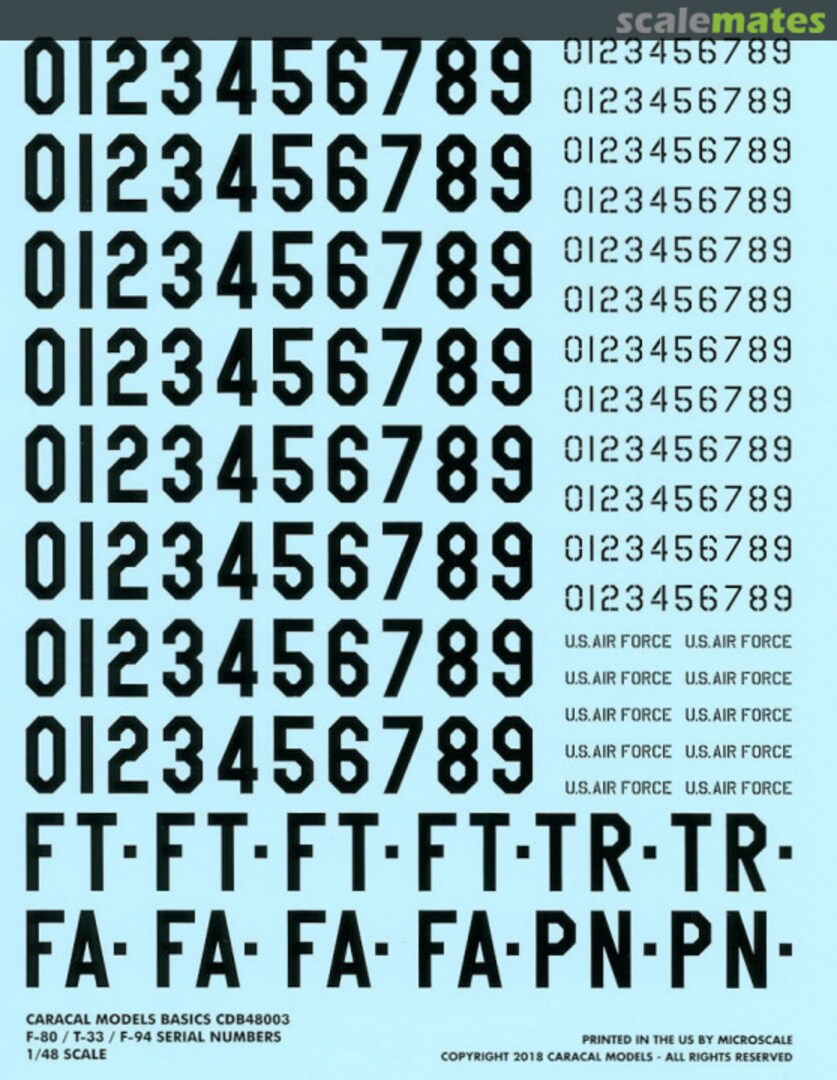 Boxart Lockheed F-80 / F-94 / T-33 Serial Numbers CDB48003 Caracal Models Boxart Lockheed F-80 / F-94 / T-33 Serial Numbers CDB48003 Caracal Models