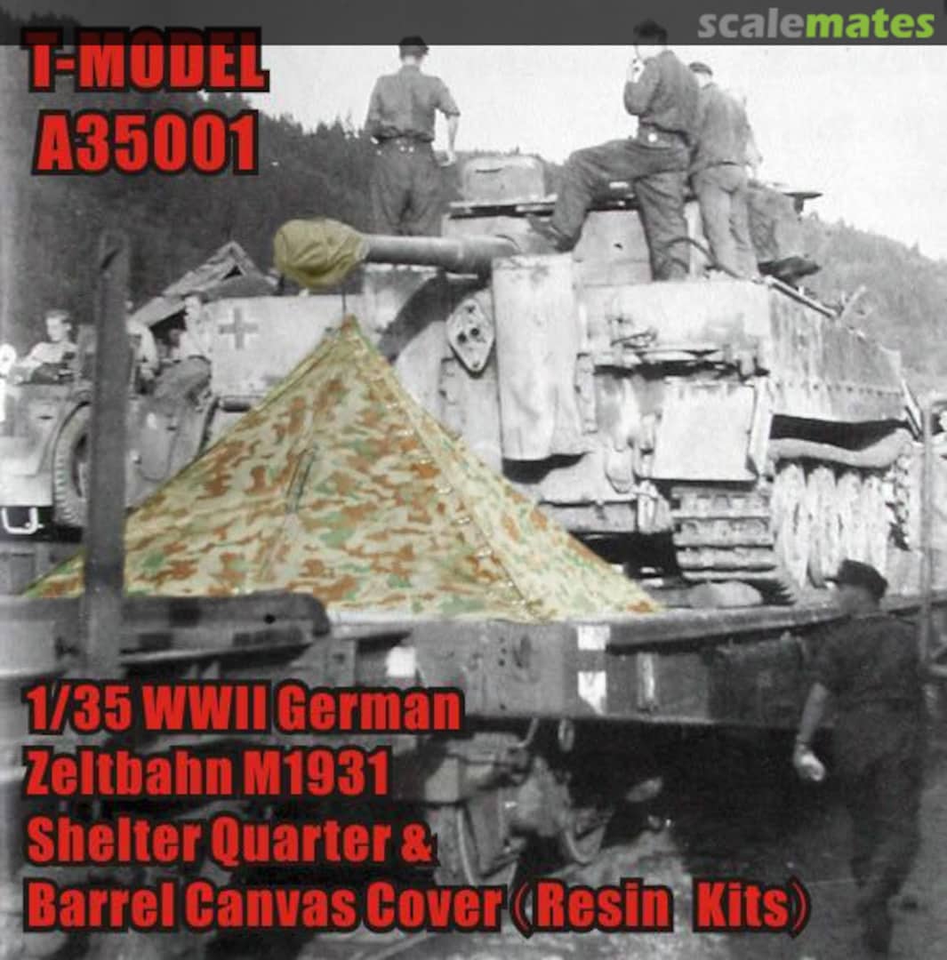 Boxart WWII GERMAN ZELTBAHN M1931 SHELTER QUARTER & BARREL CANVAS COVER A35001 T-Model Boxart WWII GERMAN ZELTBAHN M1931 SHELTER QUARTER & BARREL CANVAS COVER A35001 T-Model