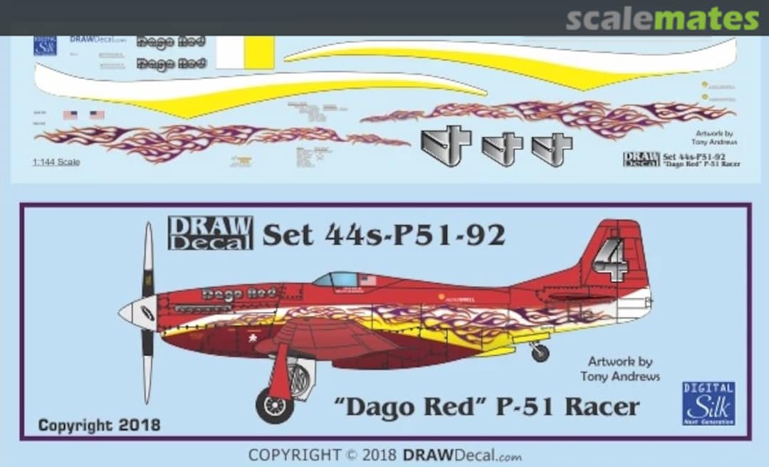 Boxart “Dago Red” P-51 Racer 44-P51-92 Draw Decal Boxart “Dago Red” P-51 Racer 44-P51-92 Draw Decal
