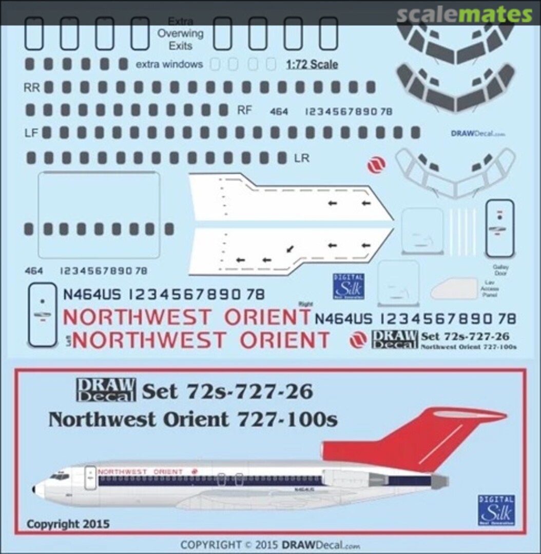 Boxart Northwest Orient 727-100s 72-727-26 Draw Decal Boxart Northwest Orient 727-100s 72-727-26 Draw Decal