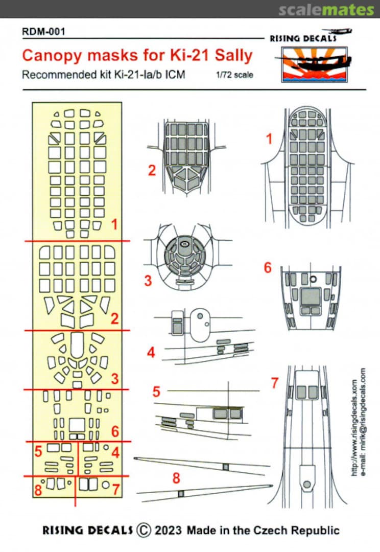 Boxart Canopy masks for Ki-21 Sally RDM-001 Rising Decals Boxart Canopy masks for Ki-21 Sally RDM-001 Rising Decals