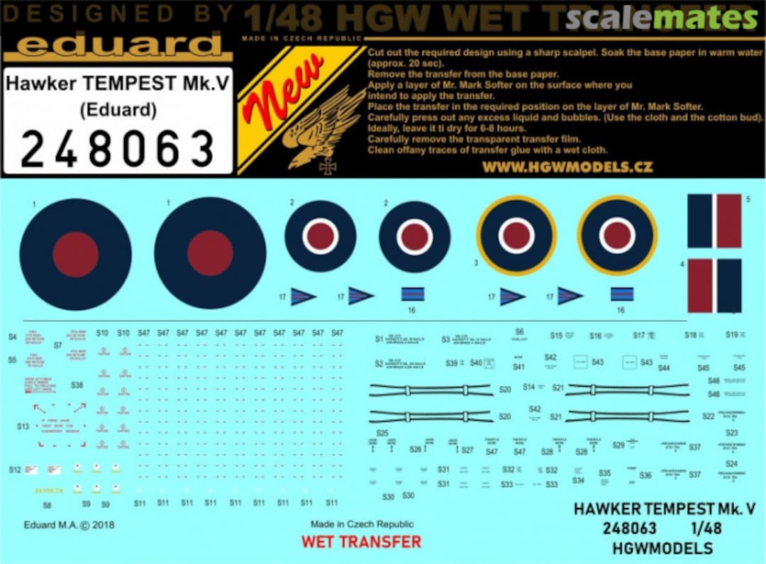 Boxart Hawker Tempest Mk.V Markings / Stencils 248063 HGW Models