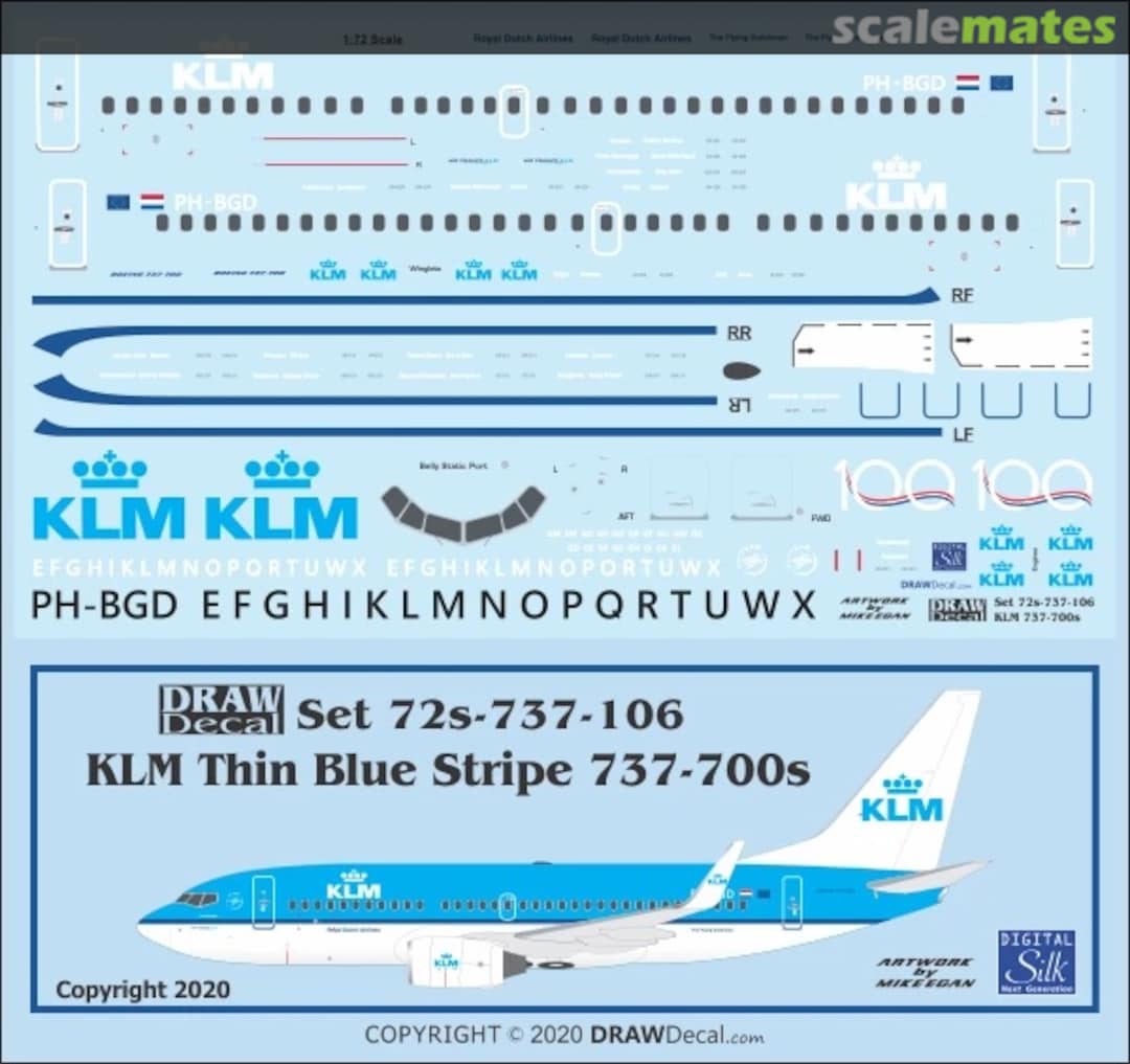 Boxart KLM 737-700s 72-737-106 Draw Decal Boxart KLM 737-700s 72-737-106 Draw Decal