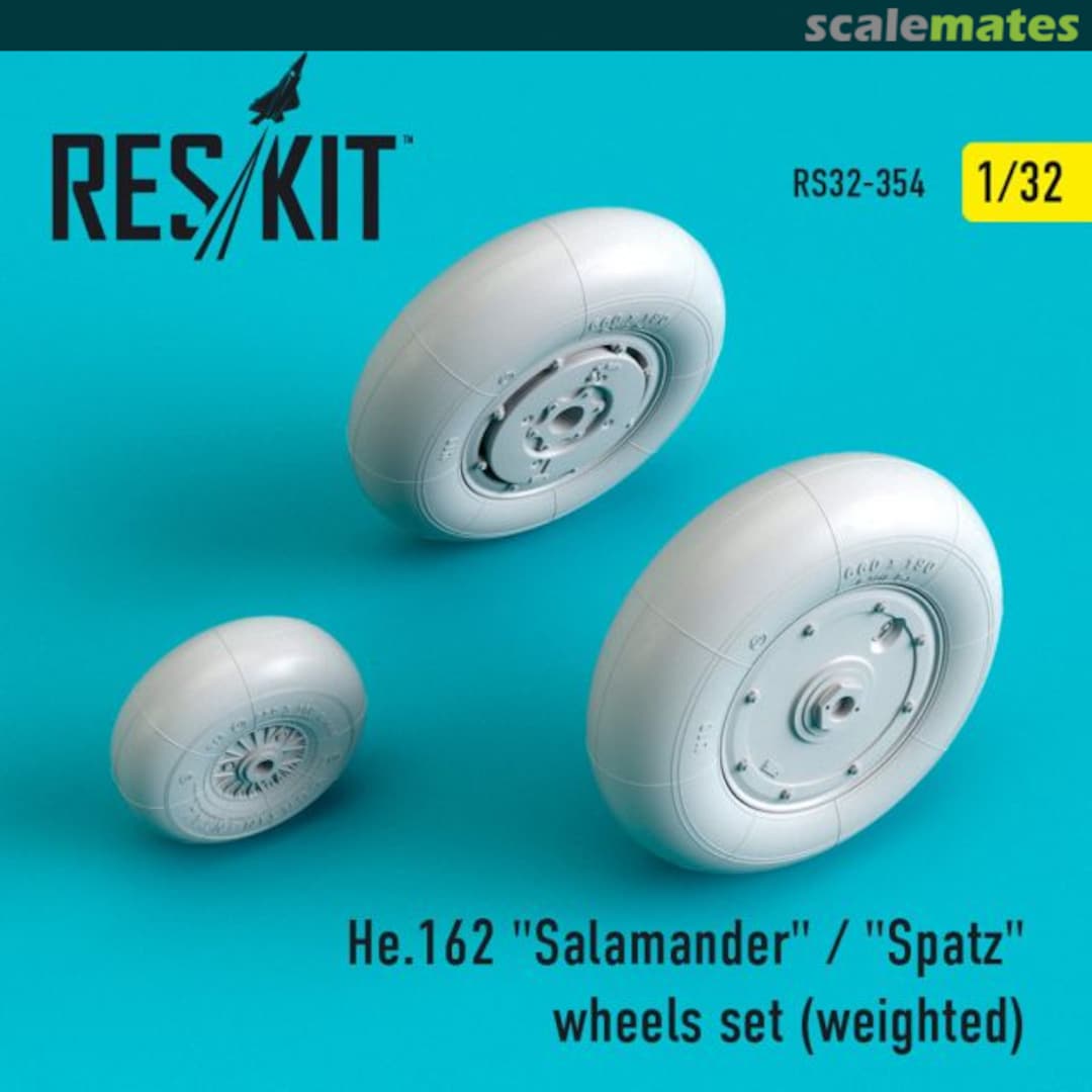 Boxart He.162 "Salamander" / "Spatz" wheels set (weighted) RS32-0354 ResKit Boxart He.162 "Salamander" / "Spatz" wheels set (weighted) RS32-0354 ResKit