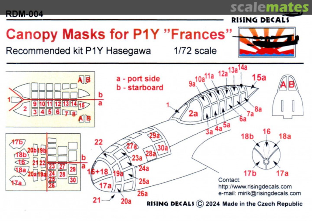 Boxart Canopy Masks for P1Y Frances RDM-004 Rising Decals Boxart Canopy Masks for P1Y Frances RDM-004 Rising Decals